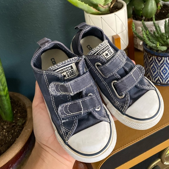 Converse Navy and White Velcro Sneakers - Picture 2 of 5